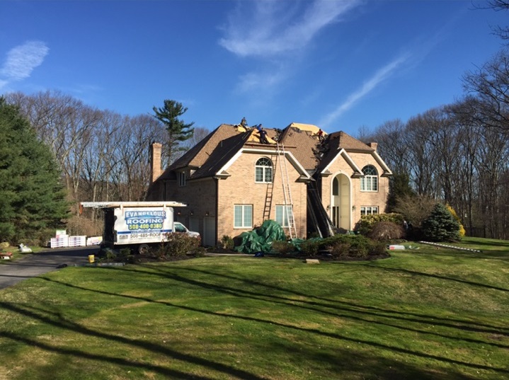 evangelous roofing company working on roof repair